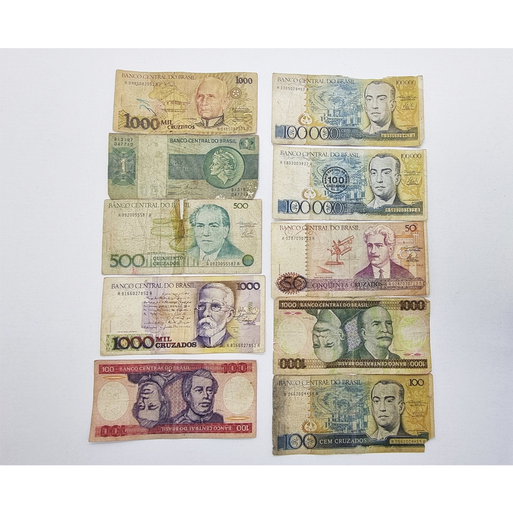 10 Notas Antigas Gastas Cédulas Nacionais Sem Repetir UTG