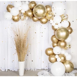 kit 50 balão 7 polegadas branco liso + 25 balão 5 polegadas dourado cromado OFF(CHOCO)