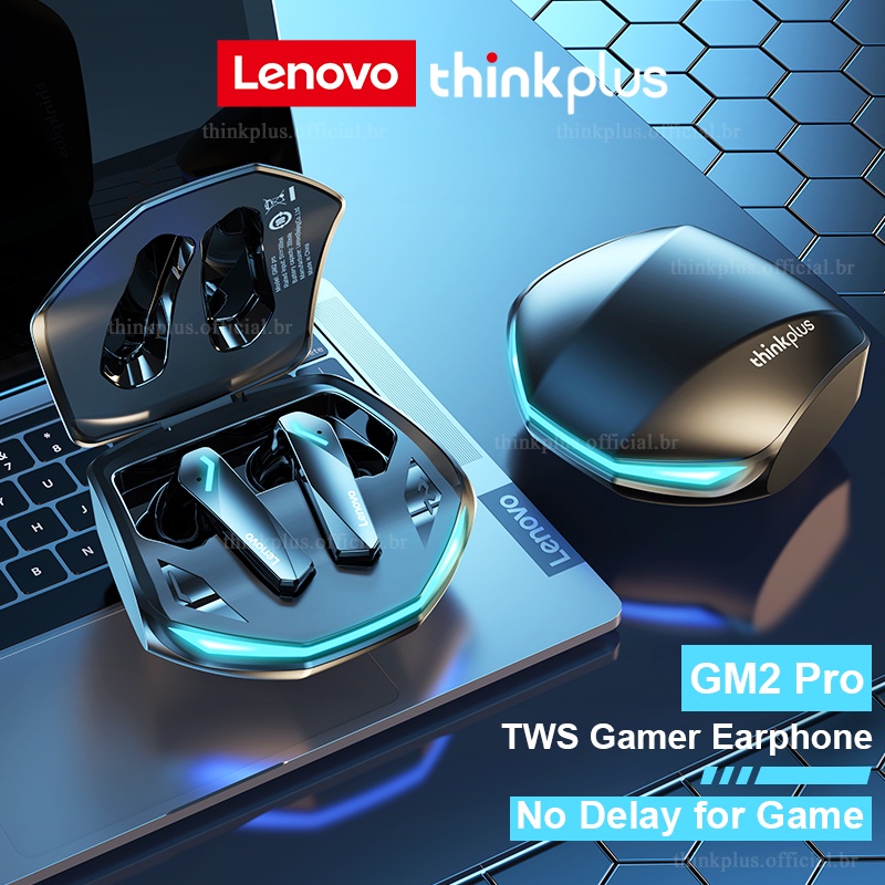 Lenovo GM2 Pro TWS Gamer Fone De Ouvido Sem Fio Bluetooth 5.3 De Baixa Latência Com Microfone Para Jogos