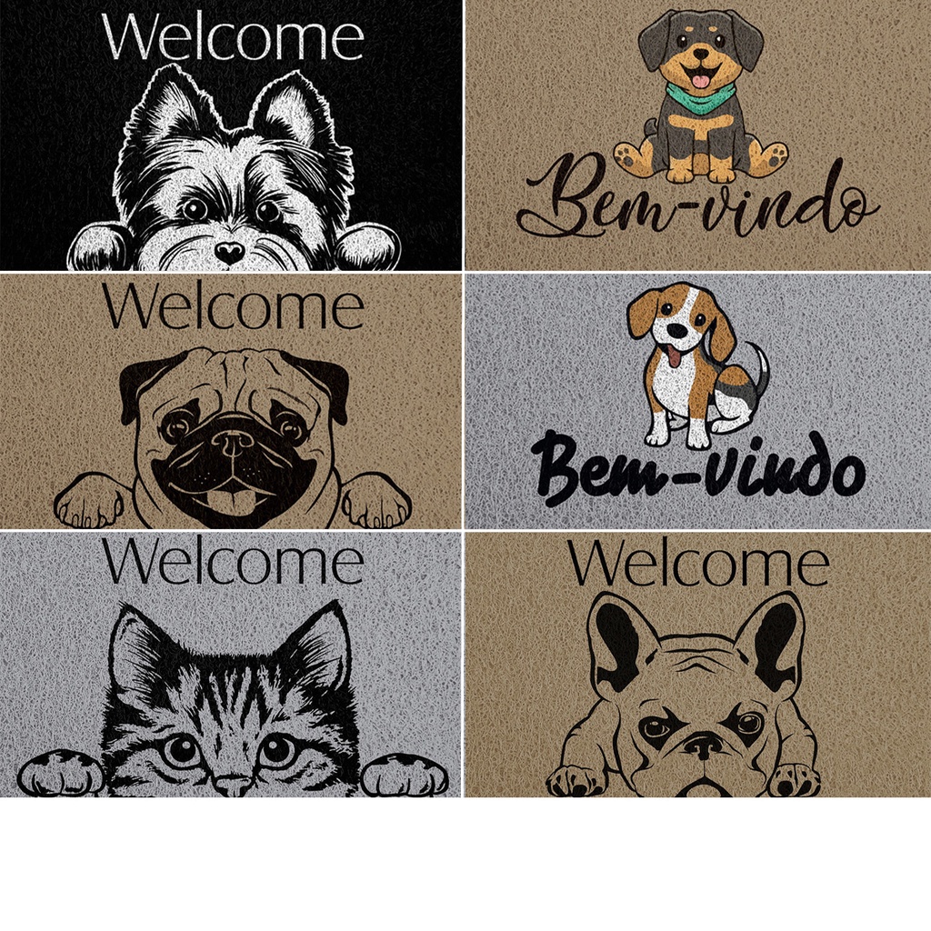 Kapazi Tapete de Entrada Capacho Pet Bem vindo 40cm X 60cm