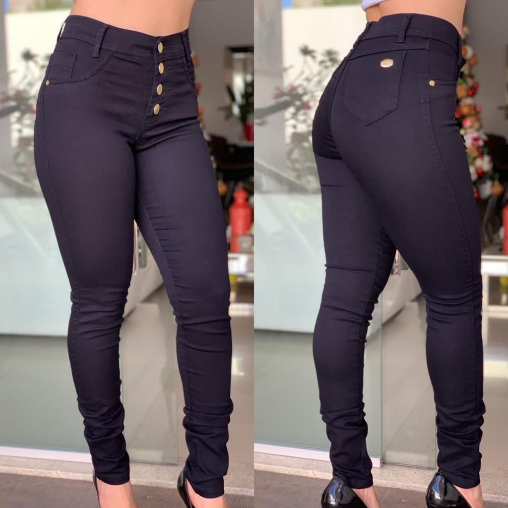 Calça Jeans Feminina Lycra Levanta Bumbum Cintura Alta Calca Skinny Capri jins