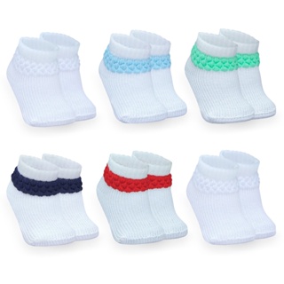 Pares De Meia Bebê Menino e Menina 0 a 6 Meses Recem Nascido Malha Persa em Oferta na Shopee