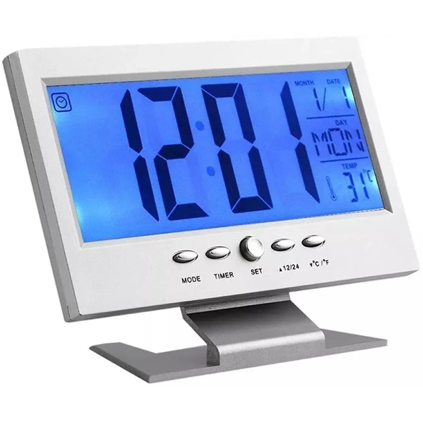 Relógio de Mesa Digital Prateado de LCD Com iluminação em LED Shopee Brasil