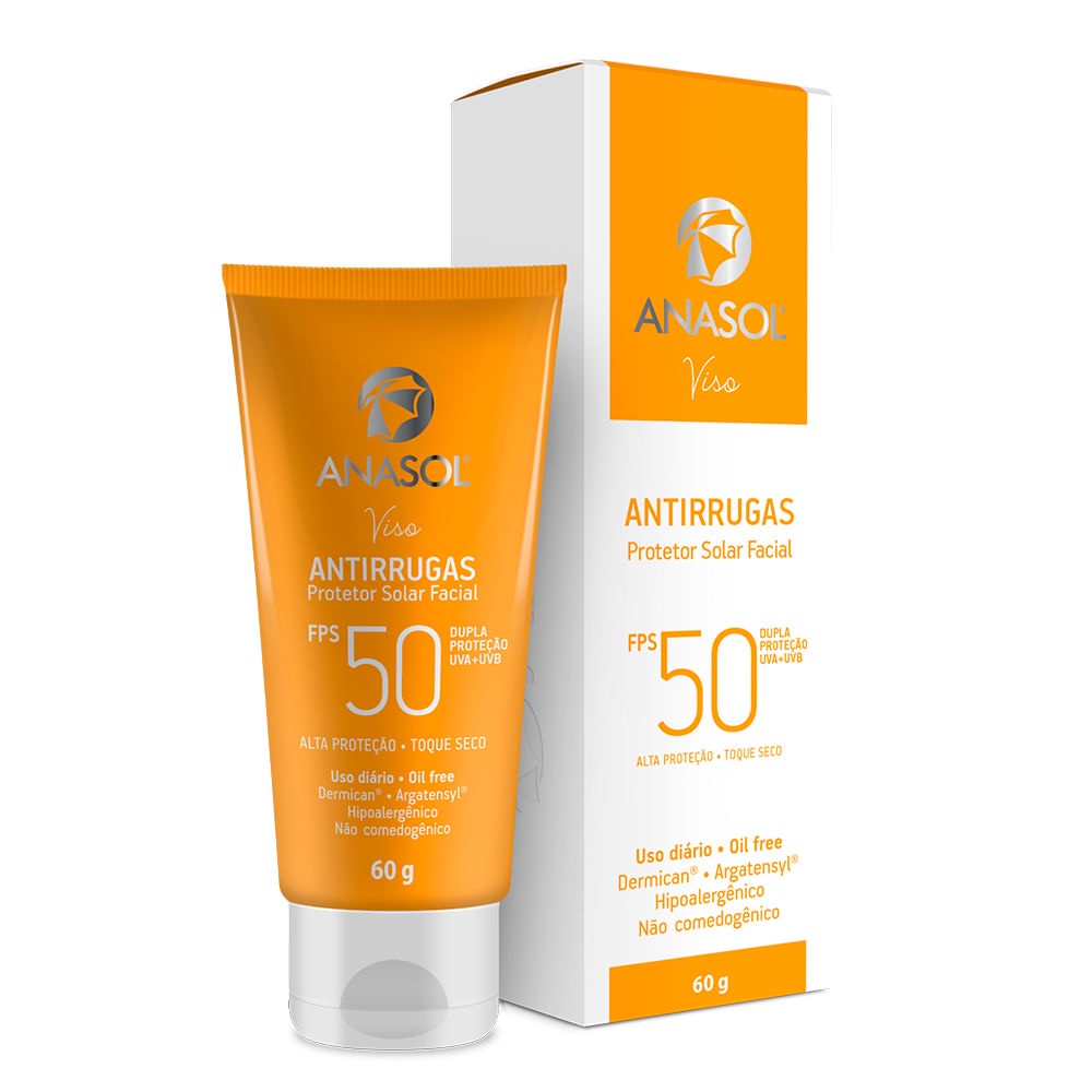 Anasol Viso Protetor Solar Facial Antirrugas - FPS 50 - 60 g - Vegano