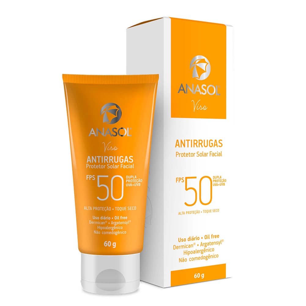 Anasol Viso Protetor Solar Facial Antirrugas - FPS 50 - 60 g - Vegano