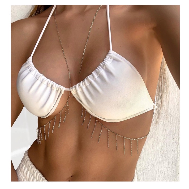colar feminino bodychain / borychain colar corpo com franjas