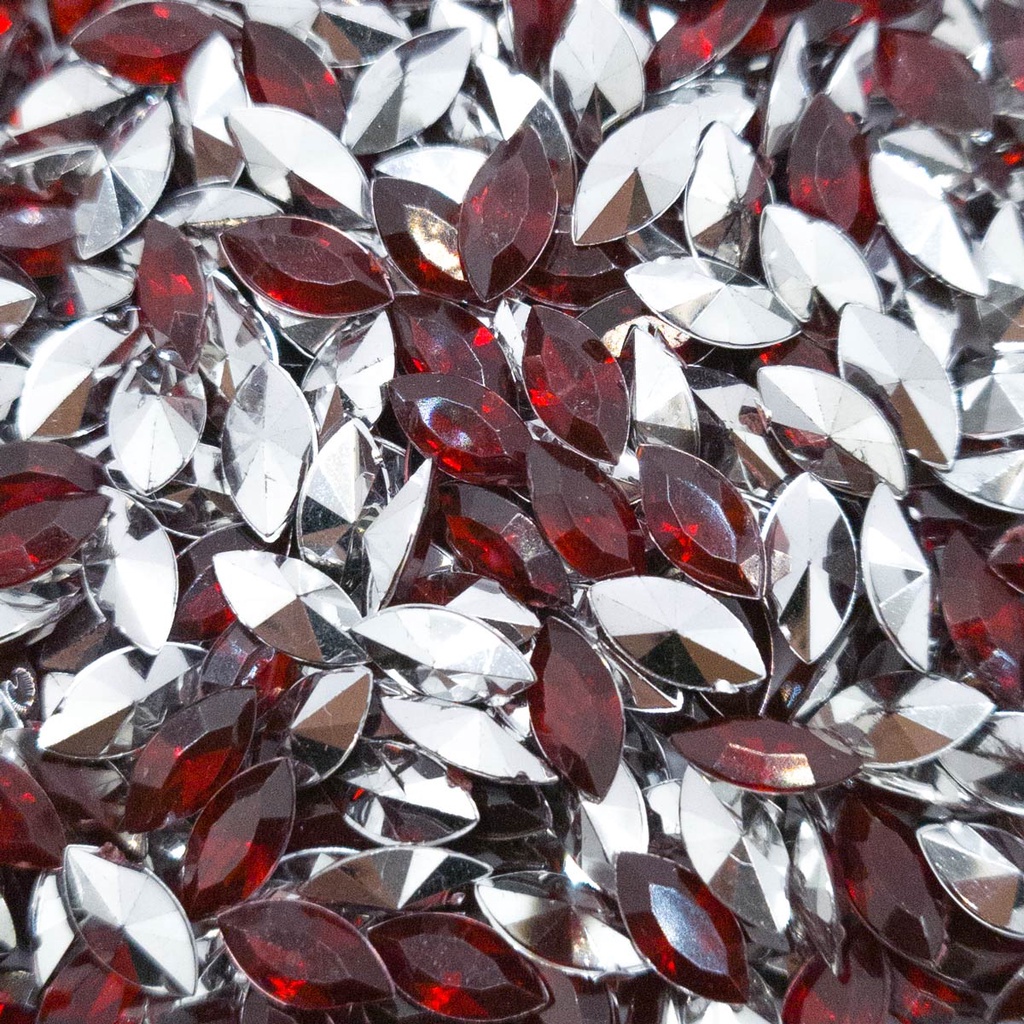 Colagem Navete Strass Acrílico Vermelho Transparente 5x10mm 6300pçs 500g