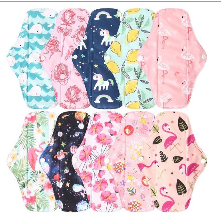 Kit c/5 Absorvente Ecológico Reutilizável de Pano com abas 100% Algodão em Oferta na Shopee