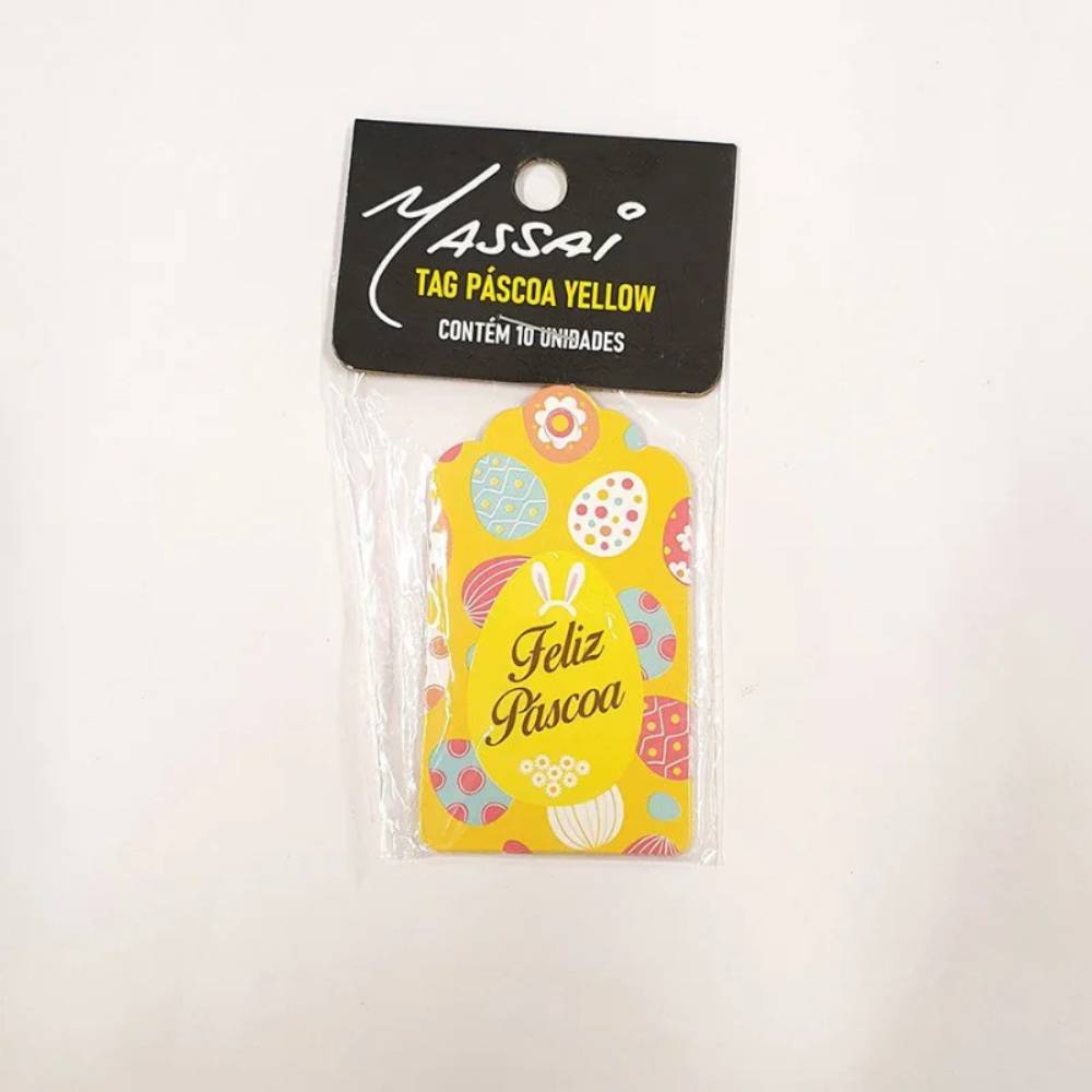 Tag Feliz Páscoa Amarela - 1 unidade - Massai - Rizzo