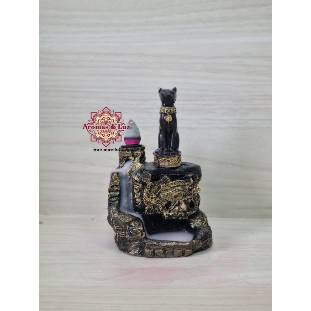 Incensário Cascata Bastet Resina Decoração 13 cm em Oferta na Shopee