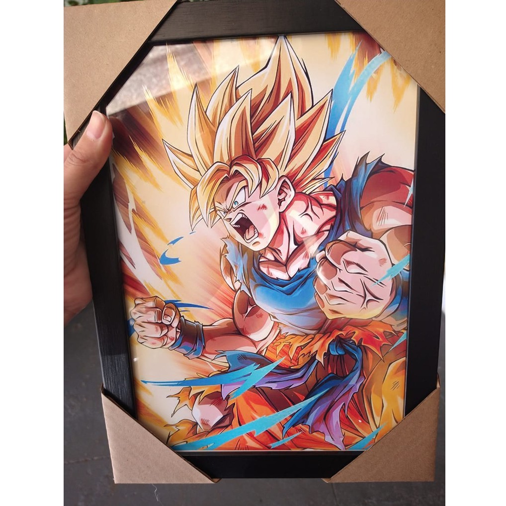 Quadro decorativo emoldurado Dragon Ball Z Goku Anime Desenho para