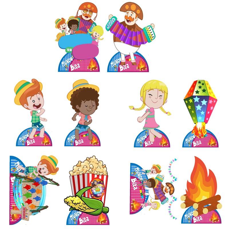 Mundo Bita Festa Junina Arraia Kit Decoração De Festa Infantil 10 Display De 20cm Shopee Brasil 0565