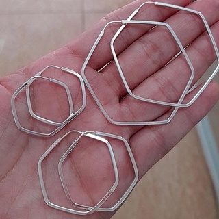 Brinco de Argola Hexagonal Prata 925 Legítima