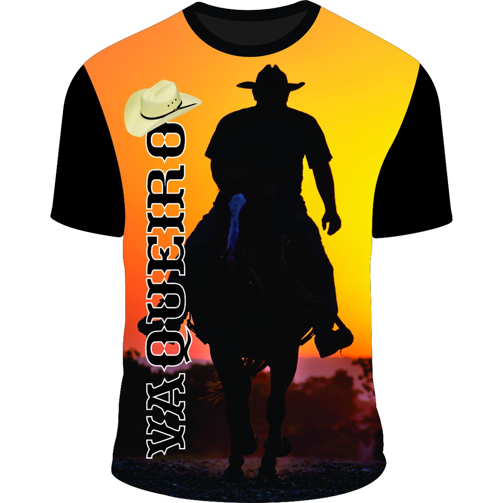 camiseta vaqueiro muladeiro cowboy rodeio cavalgada estampada.