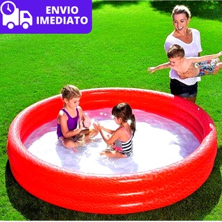 Piscina Inflável Infantil 282 Litros Grande 3 Anéis Banheira Infántil para Criança