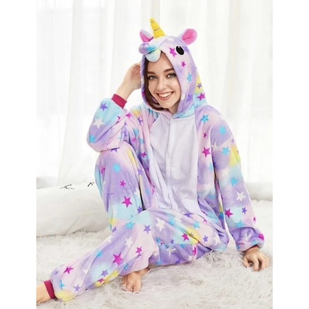 Pijama Unicórnio Inverno Adulto Macacão Cosplay Fantasia
