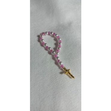Kit 10 Mini terços para lembrancinhas Rosa Bebê