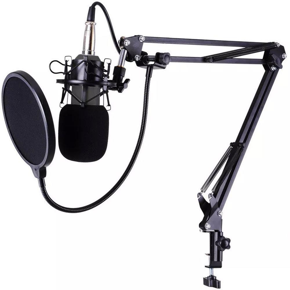 Kit Microfone Condensador Estúdio Profissional Suporte Móvel Bm800 Pronta Entrega