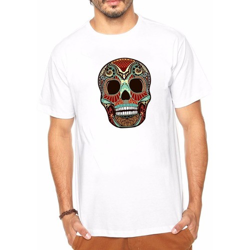 Camisa Masculina Caveira Mexicana Camiseta Colorida Promoção