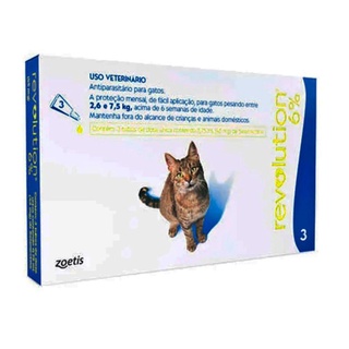 Antipulgas Revolution 6% Gatos 2,6 A 7,5kg C/3 Pipetas - Zoetis em Oferta na Shopee