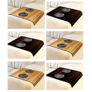Bandeja Esteira Flexível Para Braço De Sofá Com Porta Copos Madeira direto de Fabrica Promoção MDF em Oferta na Shopee