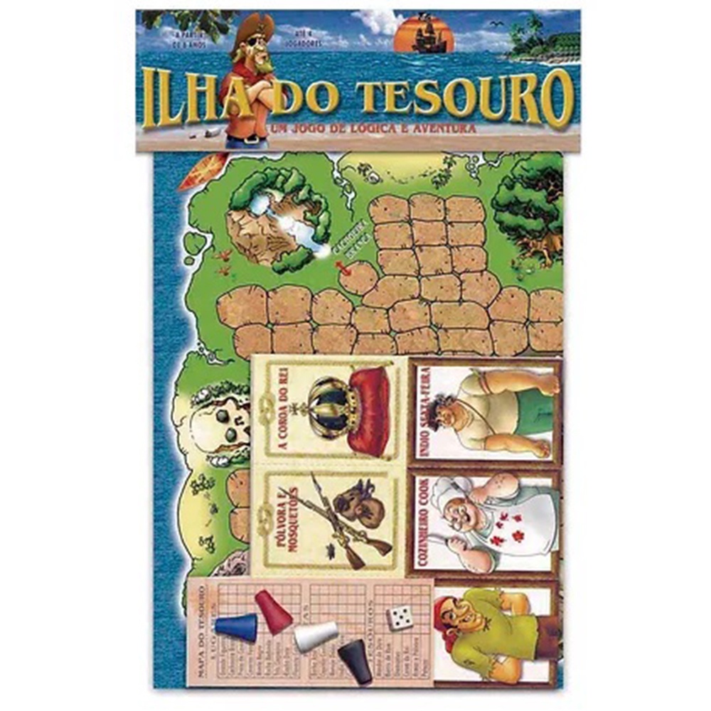 Jogo Ilha Do Tesouro Com Tabuleiro 21 Cartas E Acessórios 44 Peças 42x30 Cm Shopee Brasil