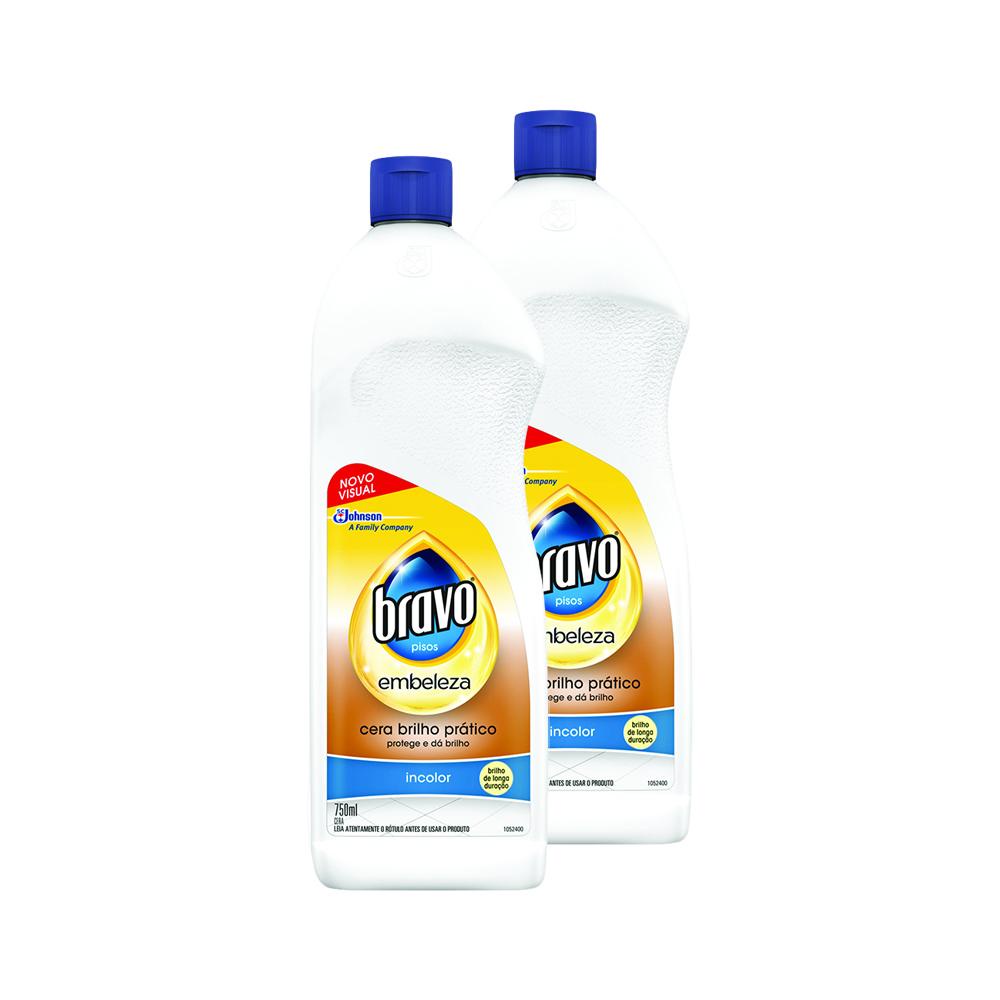Kit 2 Cera Líquida Bravo Brilho Prático Incolor 750ml - Home & Living