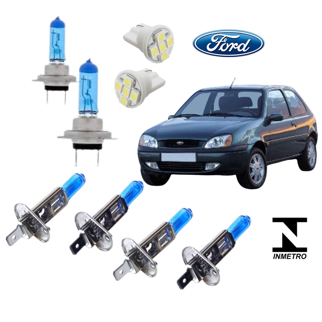 Lampadas Farol Super Branca Ford Fiesta + Farol Milha 1996 1997 1998 1999 + Brinde PROMOÇÃO SHOPEE