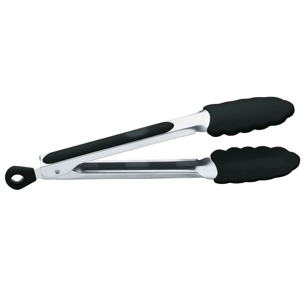 Pegador Multiuso Silicone e Inox Preto 25,5 cm - Salada, Churrasco