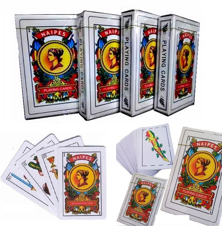 Kit lote 6 baralho espanhol jogar truco bisca canastra dourado cartas poker uno jogo plástico naipe