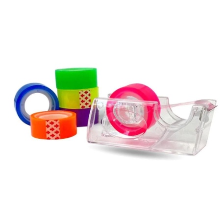 Fita Adesiva Colorida Com Suporte Kit Com 6 Fitas E Suporte Prático Escritório E Residencial Win Paper