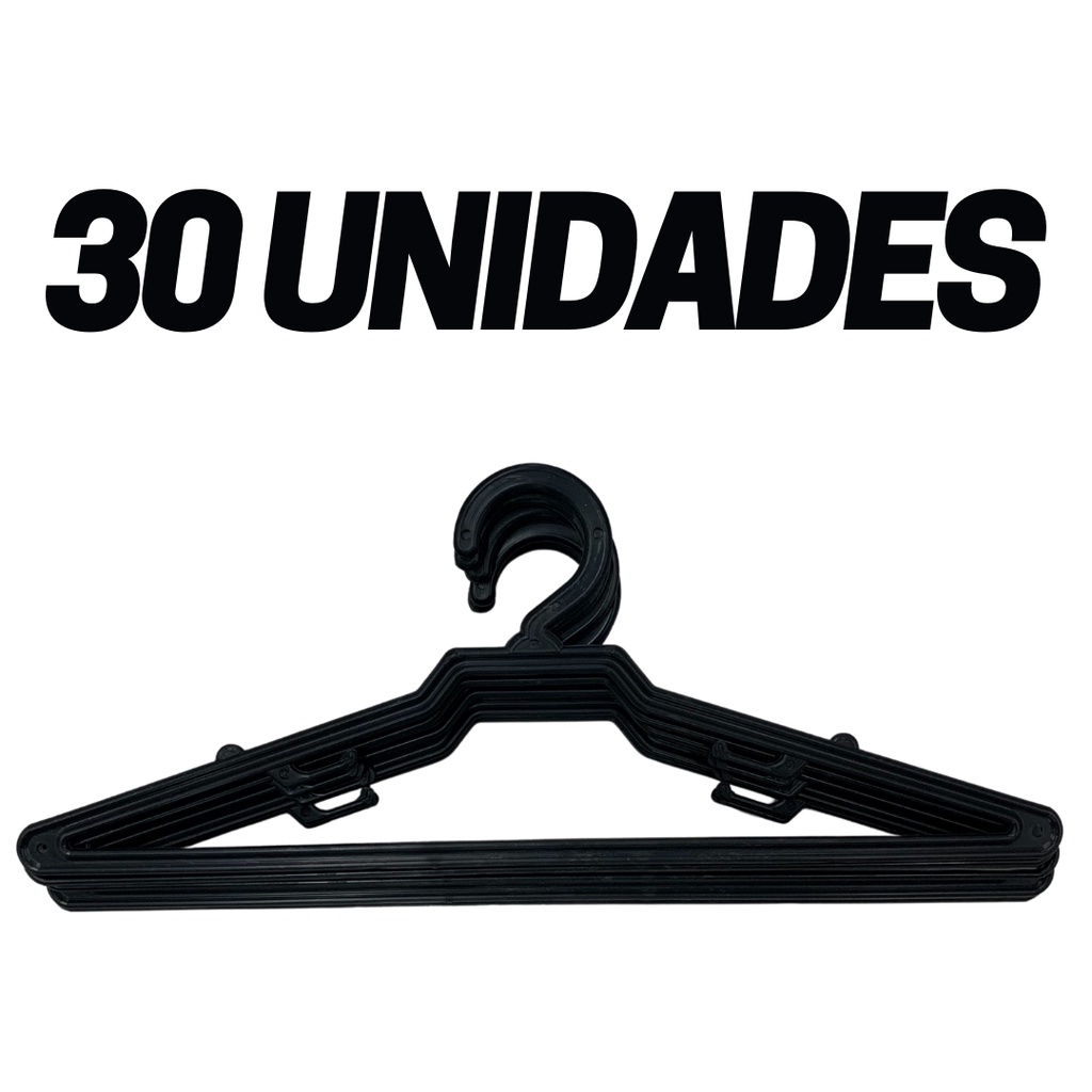 Cabide Adulto Redondo Preto Kit 30 Unidades Preço de Atacado TOP