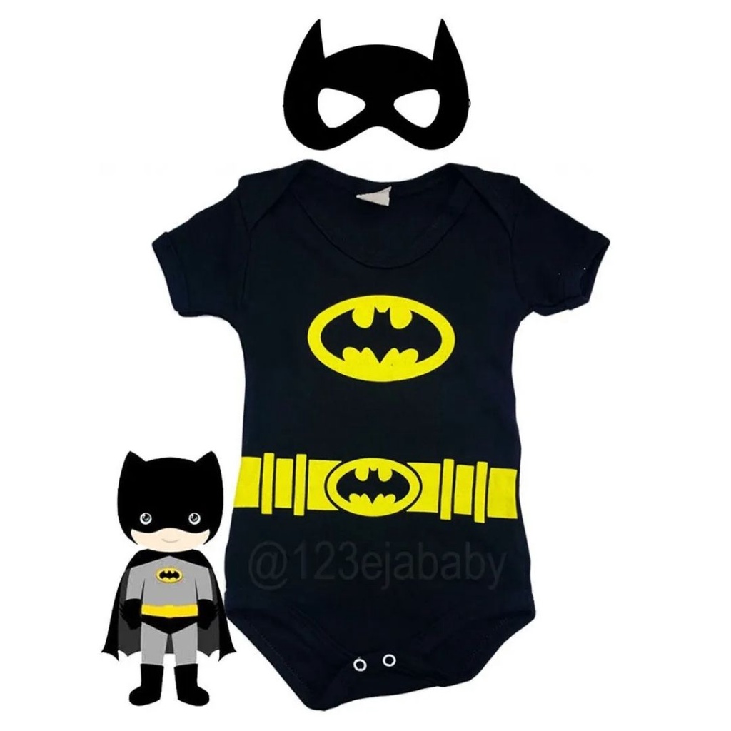 Kit Body + Mascara Batman Temático Bebê Fantasia Mesversário | Shopee Brasil