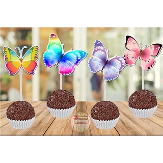 50 Toppers de Docinhos e Cupcake Personalizado tema (Borboleta) decoração de festa