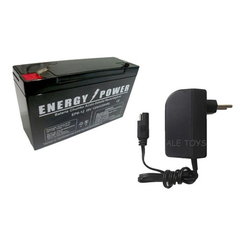 kit Carregador 6v Com Led + Bateria selada  6v 12ah Brinquedos Bandeirantes