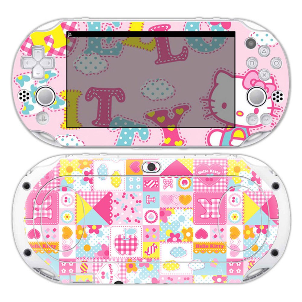 Decorative Video Game Skin Decal Cover Sticker for Sony PlayStation PS Vita Slim PCH-2000 Hello Kitty Pink Teddy Bear 