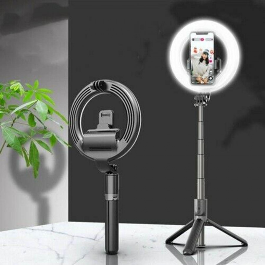 Ring Light Led Pau De Selfie Bastao Tripe De Mesa Celular Com O Controle Bluetooth