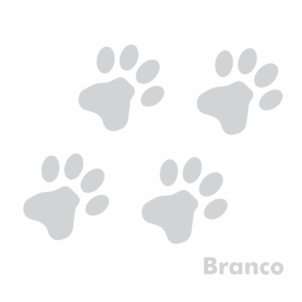 Adesivo De Carro Patinhas de Animais Kit 05 Unidades 11cm X 9cm Stickers Pet Branco Gato Cachorro Cat Dog Moto Parabrisa
