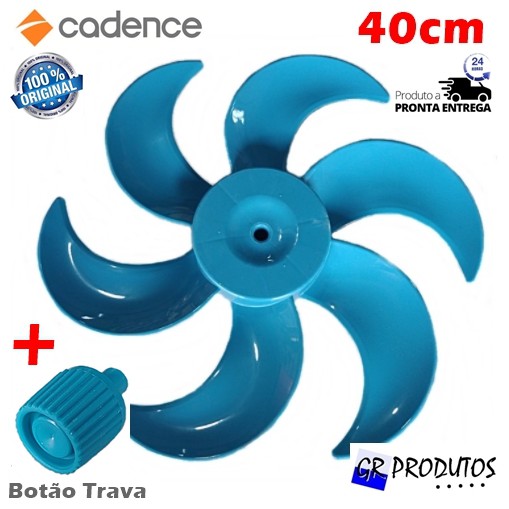Hélice Cadence / Botão Trava / Hélice + Botāo Ventilador Eros Vtr 407 Vtr 865 40cm 40 6 Pás Azul — imagem 2 de 2
