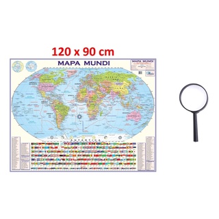 Globo Terrestre Pol Tico Bil Ngue Azul Cm Di Metro E Cm Altura Mapa Mundi Gigante Lupa