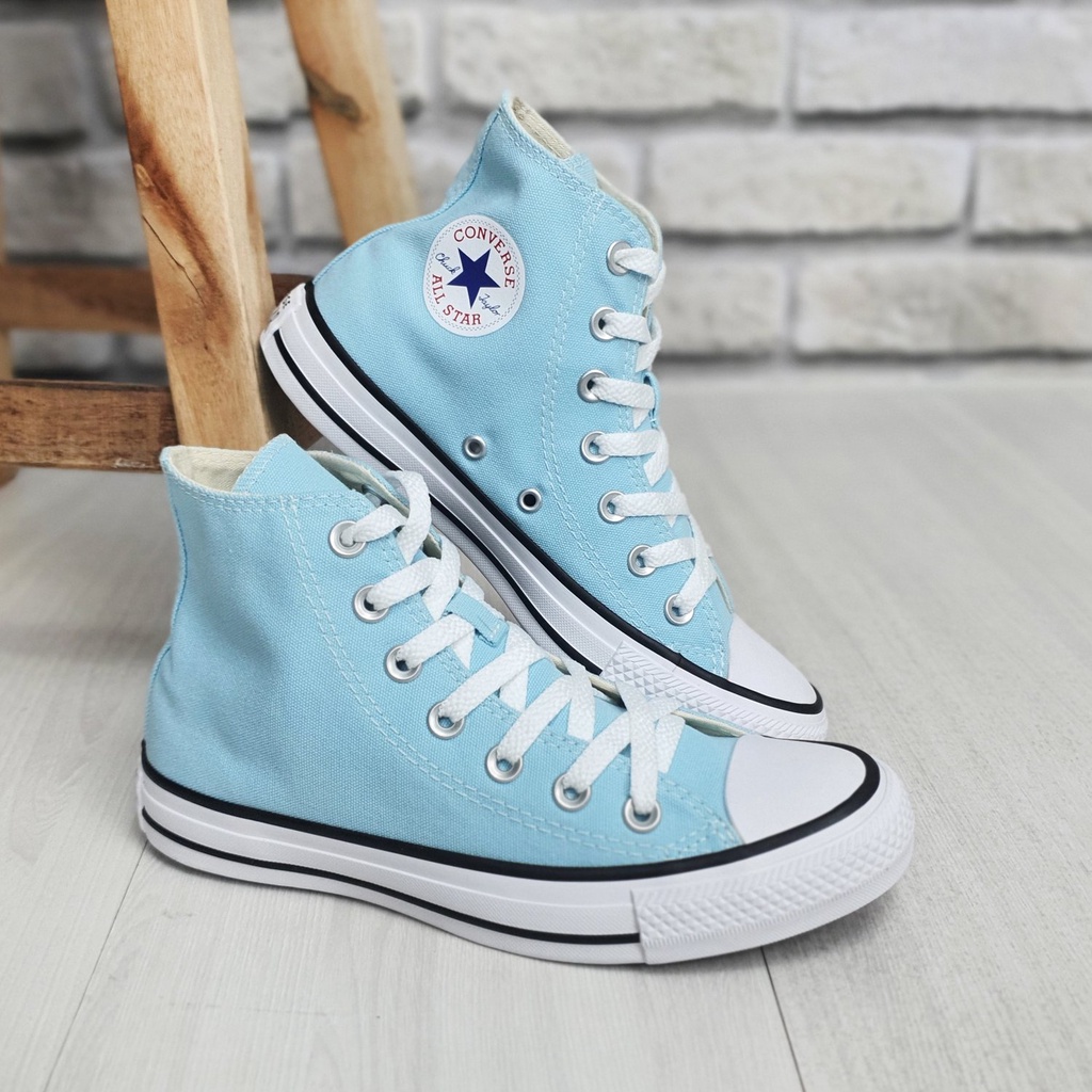 Converse All Star Cano Alto Botinha Converse Feminina Azul Bebe Shopee Brasil