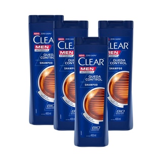 Kit 4 Shampoos Clear Men Anticaspa Queda Control 400ml