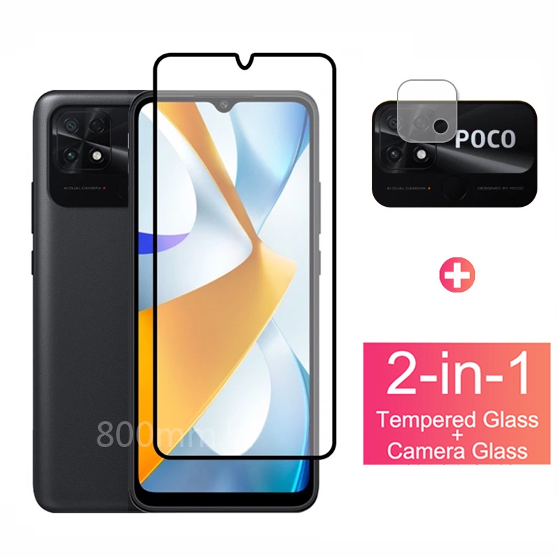 Película de Vidro 9D 2 Em 1 Para Xiaomi POCO C40 / X4 Pro 5G / X3 NFC / Pro / F3 F4 GT / M3 M4 Pro 5G