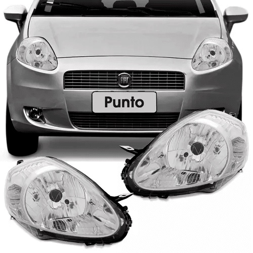 Farol Fiat Punto 2008 2009 2010 11  Mascara Cromada