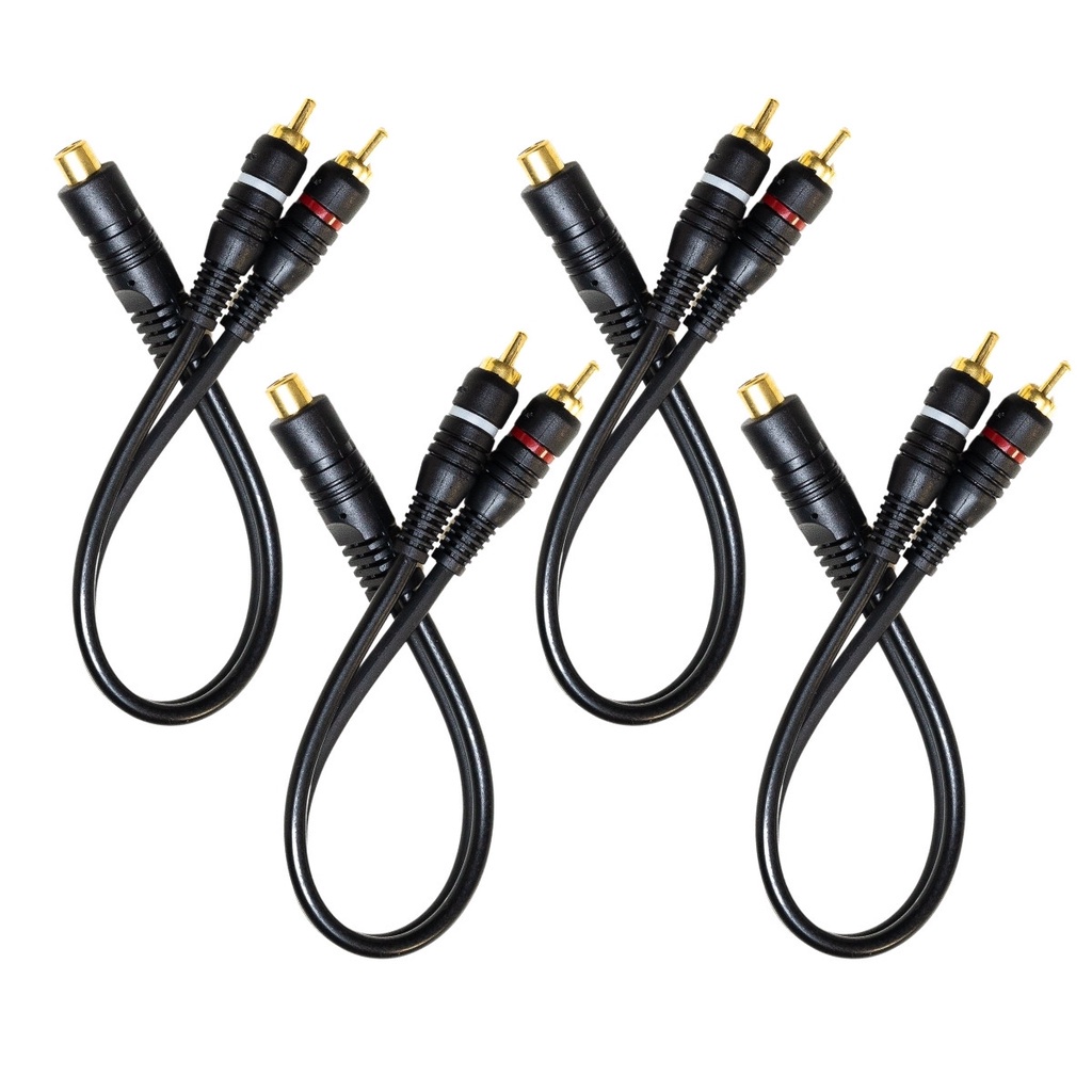 Cabo RCA Y 2M1F 2 Macho e 1 Fêmea Kit com 4 Cabos Injetados Automotivos Para Som Amplificador Atacado