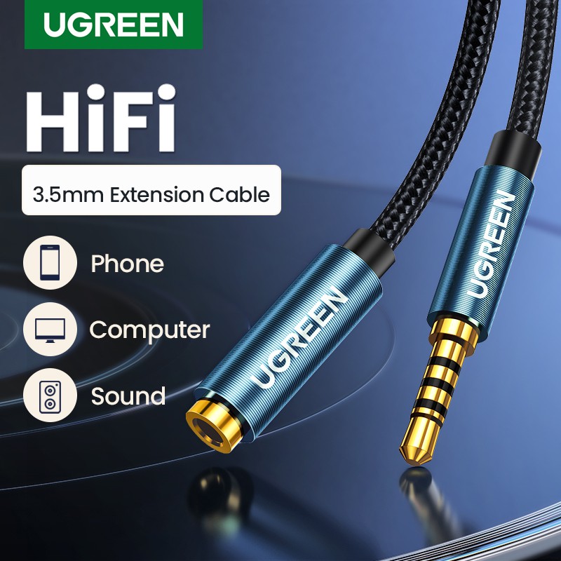 Cabo De Extensão De Áudio Com Microfone E Microfone Jack Aux Ugreen (3.5Mm)