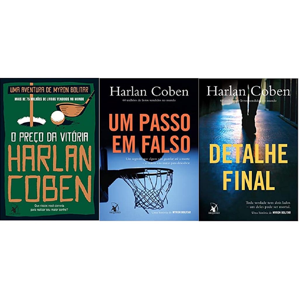 KIT 3 LIVROS HARLAN COBEN Myron Bolitar O preço da vitória  + Um passo em falso + Detalhe final
