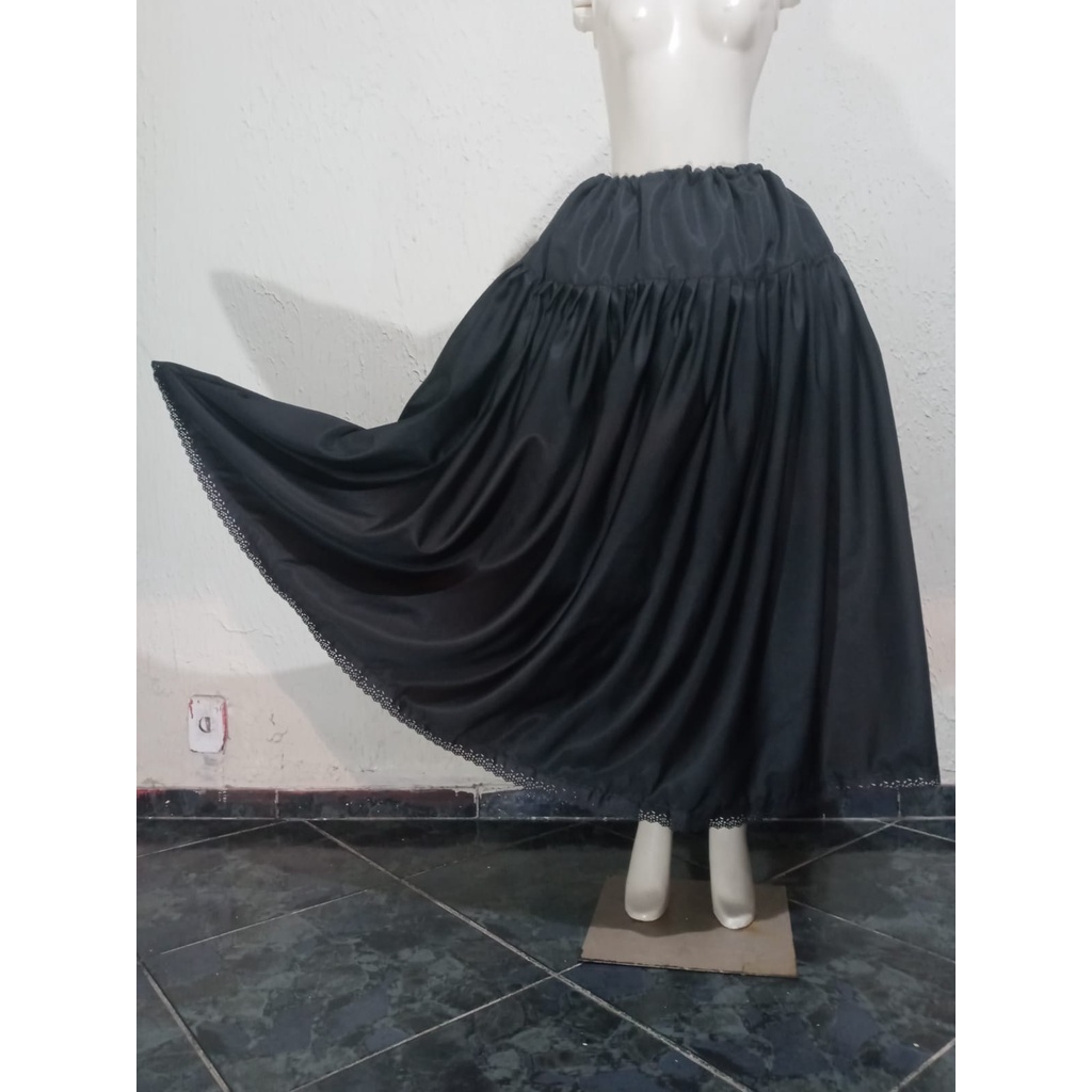 saia preta umbanda candomblé 4 metros de roda 95 cm de altura em Oferta na Shopee