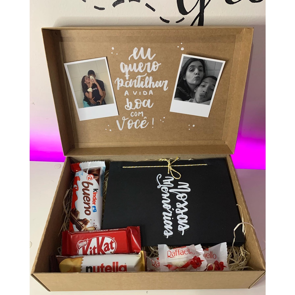 Caixa personalizada com fotos e frase dia dos namorados SOMENTE A CAIXA ...