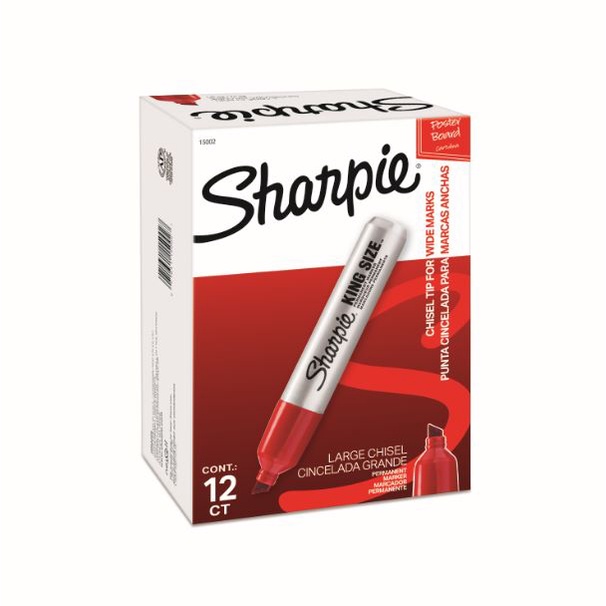 Marcador permanente King Size Sharpie Profissional Vermelho c/ 12 unidades